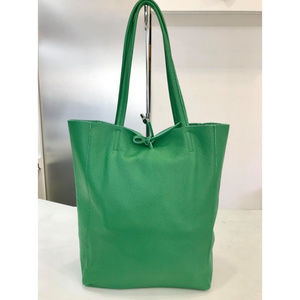 Green Genuine Leather Tote Bag Handmade in Italy